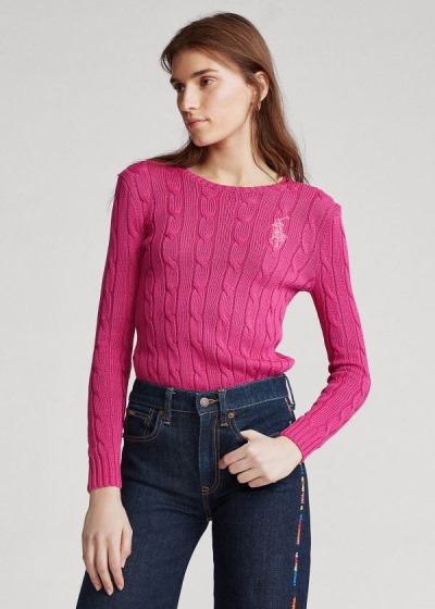 Sueter Polo Ralph Lauren Mujer Rosas Oscuro - Cable-Knit Cotton - OZPJI9865